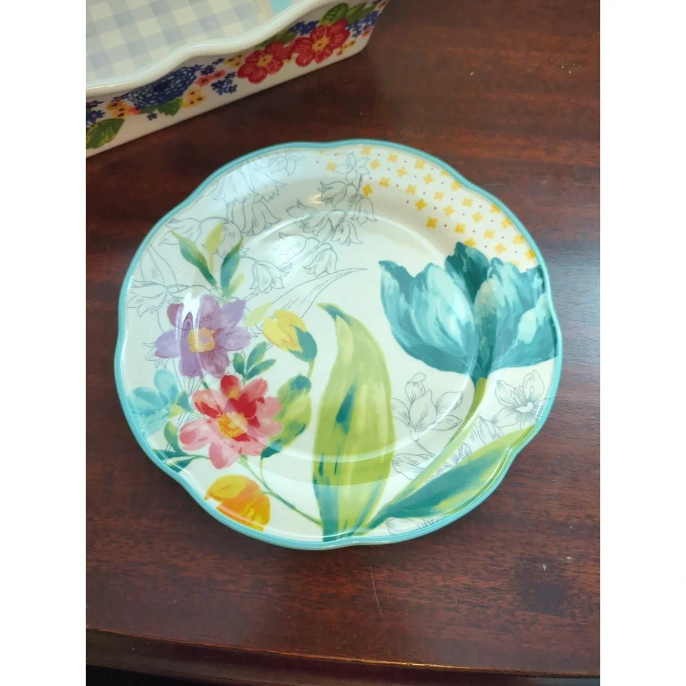 Pioneer Woman Ceramic Casserole Dish Salt Shaker Plate Butter Dish Base 4pc